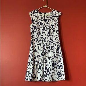Patterned Navy Blue Dress